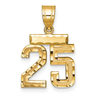 14k Yellow Gold Small Diamond-Cut Number 25 Charm