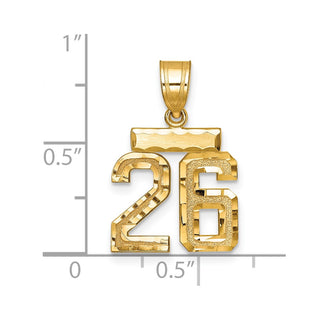 14k Yellow Gold Small Diamond-Cut Number 26 Charm