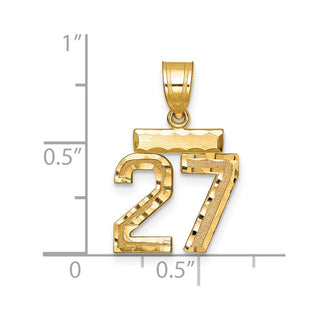 14k Yellow Gold Small Diamond-Cut Number 27 Charm
