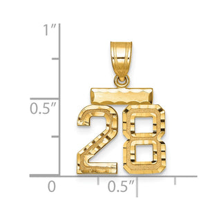 14k Yellow Gold Small Diamond-Cut Number 28 Charm