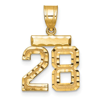 14k Yellow Gold Small Diamond-Cut Number 28 Charm