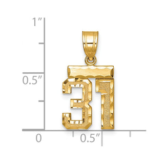 14k Yellow Gold Small Diamond-Cut Number 31 Charm