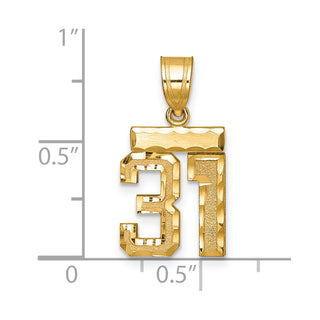 14k Yellow Gold Small Diamond-Cut Number 31 Charm
