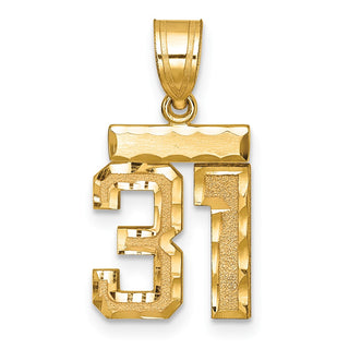 14k Yellow Gold Small Diamond-Cut Number 31 Charm