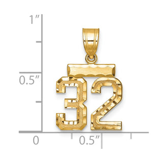 14k Yellow Gold Small Diamond-Cut Number 32 Charm