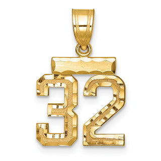 14k Yellow Gold Small Diamond-Cut Number 32 Charm