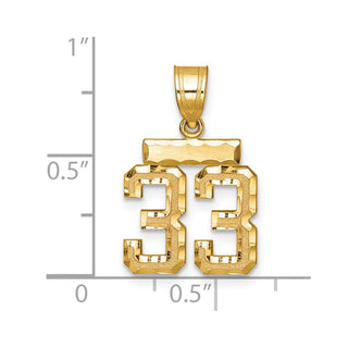 14k Yellow Gold Small Diamond-Cut Number 33 Charm