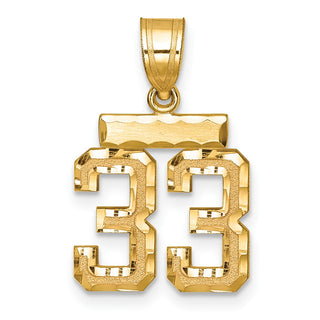 14k Yellow Gold Small Diamond-Cut Number 33 Charm