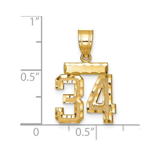 14k Yellow Gold Small Diamond-Cut Number 34 Charm