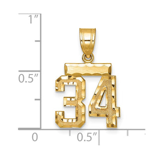 14k Yellow Gold Small Diamond-Cut Number 34 Charm