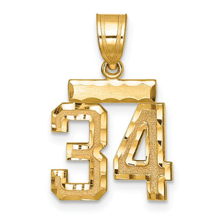 14k Yellow Gold Small Diamond-Cut Number 34 Charm
