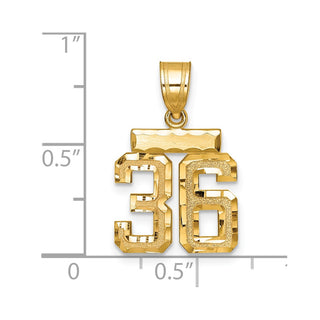 14k Yellow Gold Small Diamond-Cut Number 36 Charm