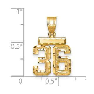 14k Yellow Gold Small Diamond-Cut Number 36 Charm