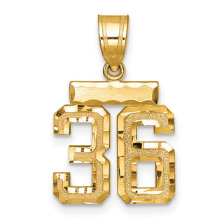 14k Yellow Gold Small Diamond-Cut Number 36 Charm