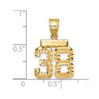 14k Yellow Gold Small Diamond-Cut Number 38 Charm