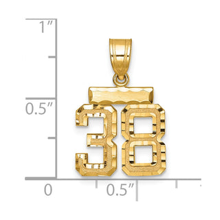 14k Yellow Gold Small Diamond-Cut Number 38 Charm