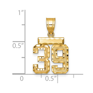 14k Yellow Gold Small Diamond-Cut Number 39 Charm