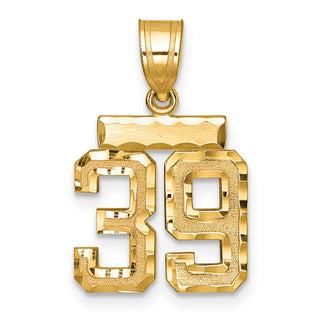14k Yellow Gold Small Diamond-Cut Number 39 Charm