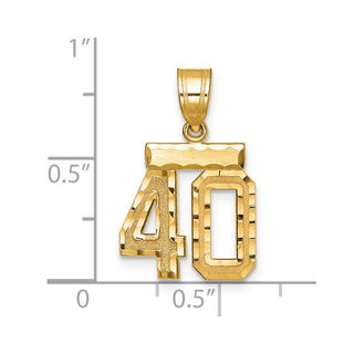 14k Yellow Gold Small Diamond-Cut Number 40 Charm