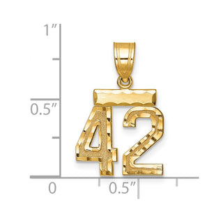 14k Yellow Gold Small Diamond-Cut Number 42 Charm