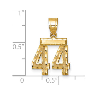 14k Yellow Gold Small Diamond-Cut Number 44 Charm