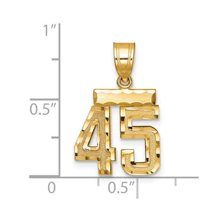 14k Yellow Gold Small Diamond-Cut Number 45 Charm