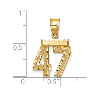 14k Yellow Gold Small Diamond-Cut Number 47 Charm