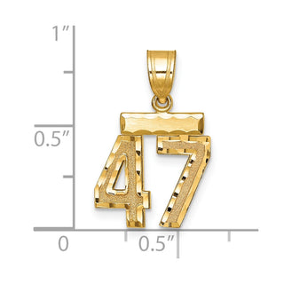 14k Yellow Gold Small Diamond-Cut Number 47 Charm