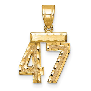14k Yellow Gold Small Diamond-Cut Number 47 Charm