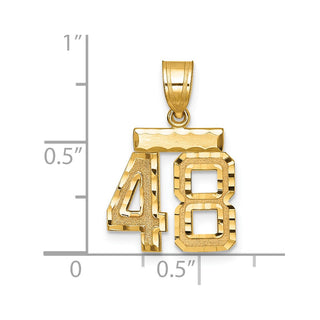 14k Yellow Gold Small Diamond-Cut Number 48 Charm