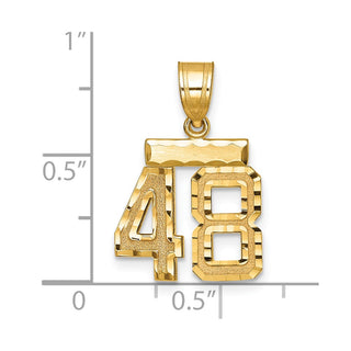 14k Yellow Gold Small Diamond-Cut Number 48 Charm