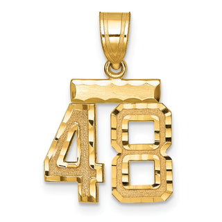 14k Yellow Gold Small Diamond-Cut Number 48 Charm