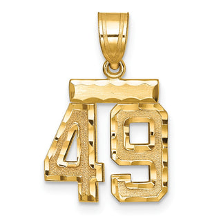 14k Yellow Gold Small Diamond-Cut Number 49 Charm