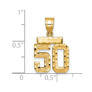14k Yellow Gold Small Diamond-Cut Number 50 Charm