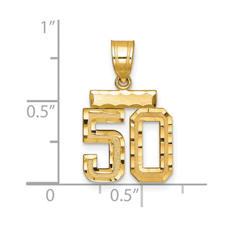 14k Yellow Gold Small Diamond-Cut Number 50 Charm
