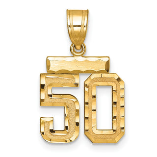 14k Yellow Gold Small Diamond-Cut Number 50 Charm