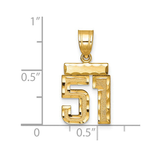 14k Yellow Gold Small Diamond-Cut Number 51 Charm