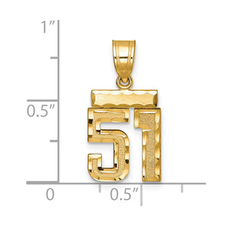 14k Yellow Gold Small Diamond-Cut Number 51 Charm