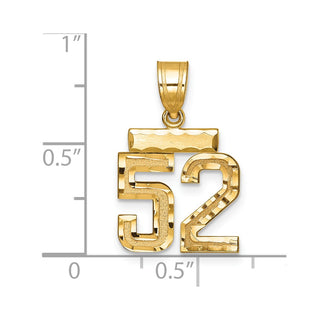 14k Yellow Gold Small Diamond-Cut Number 52 Charm