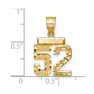 14k Yellow Gold Small Diamond-Cut Number 52 Charm