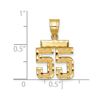 14k Yellow Gold Small Diamond-Cut Number 55 Charm