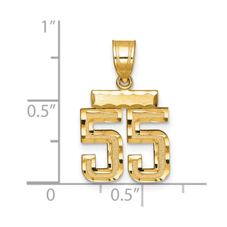 14k Yellow Gold Small Diamond-Cut Number 55 Charm