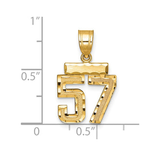 14k Yellow Gold Small Diamond-Cut Number 57 Charm