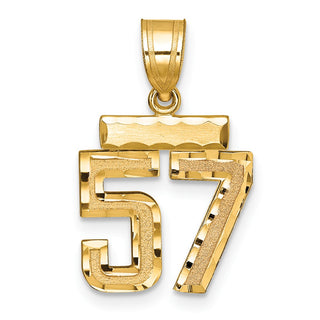 14k Yellow Gold Small Diamond-Cut Number 57 Charm