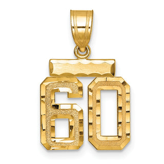 14k Yellow Gold Small Diamond-Cut Number 60 Charm