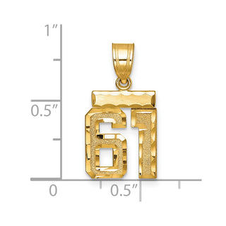 14k Yellow Gold Small Diamond-Cut Number 61 Charm