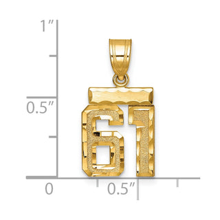 14k Yellow Gold Small Diamond-Cut Number 61 Charm