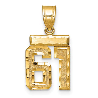 14k Yellow Gold Small Diamond-Cut Number 61 Charm