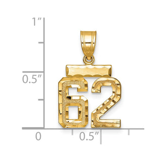 14k Yellow Gold Small Diamond-Cut Number 62 Charm