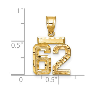 14k Yellow Gold Small Diamond-Cut Number 62 Charm